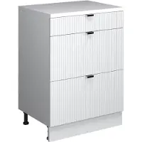 Vicco Keukenkast voor schuine wand R-Line, Witte golf, 60 cm zonder schuine kant met 3 lades