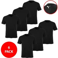 Puma Heren T-Shirt 6-Pack - Maat XXL - Zwart - Basic Shirts Heren - 100% Katoen - Regular Fit - Crew Neck - Sportief Casual Shirt