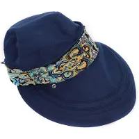 VHV - Zonnehoed voor dames (met nekflap) — UPF 50+ UV-bescherming — Afneembare nekflap — Opvouwbare zonnehoed voor strand & fietsen — Verstelbare bucket hat voor tuinieren — Marineblauw