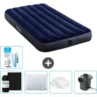 Intex Luchtbed - 1-Persoons - 99 x 191 x 25 cm - Blauw - Inclusief Hoeslaken - Kussen - Pomp - Reparatieset en Kussenbeschermer