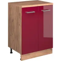 Vicco Keukenkast voor schuine wand R-Line, Rode hoogglans, 60 cm zonder schuine kant met 2 deuren