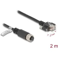 DeLOCK M12 Cable A-coded 8 pin female to RJ45 plug with screws Cat.5e FTP 2 m black