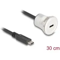 DeLOCK 88183 USB-C-kabel USB-C stekker, USB-C bus 0.30 m Zwart, Zilver Rond