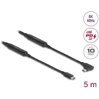DeLOCK Active USB 10 Gbps Cable USB Type-C male to male angled left / right 5 m 8K PD 60 W with E-Marker