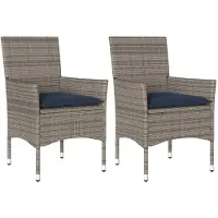 vidaXL Tuinstoelen 2 st met kussens poly rattan grijs
