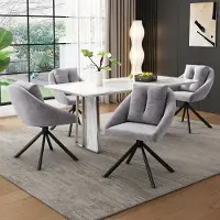 STILVORA Eetkamerstoel – Draaibaar – Set Van 4 – Ergonomisch En Comfortabel – Voor Eetkamer En Kantoor – Fluweel Grijs