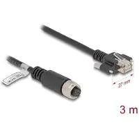 DeLOCK M12 Cable A-coded 8 pin female to RJ45 plug with screws Cat.5e FTP 3 m black