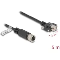 DeLOCK M12 Cable D-coded 4 pin female to RJ45 plug with screws Cat.5e FTP 5 m black