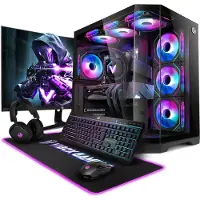 VIBOX Gaming PC Set - Ryzen 7 9700X - RTX 5070 - 32GB DDR5 RAM - 1TB SSD - Windows 11 - WiFi 6 + Bluetooth 5.4 - 27" Monitor + Accessoires