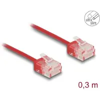 DeLOCK RJ45 Network Cable Cat.6 UTP Ultra Slim 0.3 m red with short plugs