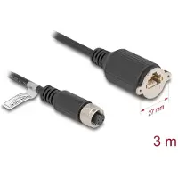 DeLOCK M12 Cable A-coded 8 pin female to RJ45 jack for installation Cat.5e FTP 3 m black