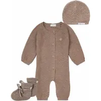 Noppies - kledingset - Prematuur - 3delig - 100% Bio katoen - Boxpak Monrovia Taupe - Muts Rosita - Slofjes Nelson - Maat 44