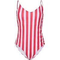 Pieces Dames badpak pcbaomi ronde hals rood/wit gestreept