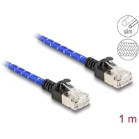 DeLOCK RJ45 Network Cable with braided coating Cat.6A U/FTP Slim 1 m blue