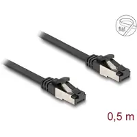DeLOCK - Patchkabel - RJ-45 (M) naar RJ-45 (M) - 50 cm - U/FTP - CAT 8.1 - zonder haak, plat - Zwart
