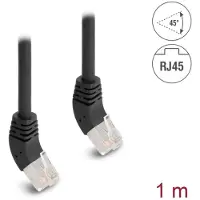 DeLOCK RJ45 netwerkkabel Cat.6A S/FTP, 45 graden geknikt, 1 meter, zwart