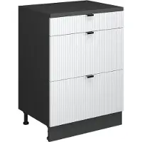 Vicco Keukenkast voor schuine wand R-Line, Witte golf, 60 cm zonder schuine kant met 3 lades