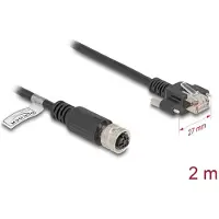 DeLOCK M12 Cable D-coded 4 pin female to RJ45 plug with screws Cat.5e FTP 2 m black