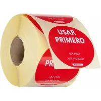 Hendi Voedselveiligheidsstickers, multifunctioneel, eenvoudig verwijderbaar, †œEERST GEBRUIKEN†, , Rood, 500 st., âŒ€50mm