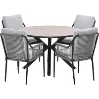 Garden Impressions Stevie tuinset 5-delig taupe - Tulli tuintafel Ø122x75 cm - light teak vironwood