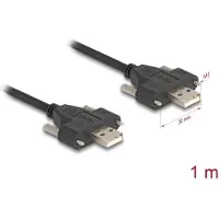 DeLOCK USB 2.0 Cable Type-A male to male with screw distance 30 mm 1 m black