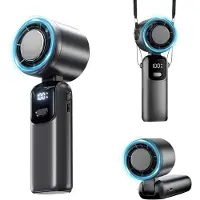 VHV - Nekventilator - nekventilator usb oplaadbaar - USB oplaadbaar, met digitaal display, met LED verlichting, handsfree - voor wandelen, reizen, sport