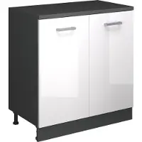 Vicco Keukenkast voor schuine wand R-Line, Wit Hoogglans, 80 cm zonder schuine kant met 2 deuren