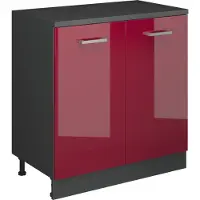 Vicco Keukenkast voor schuine wand R-Line, Rode hoogglans, 80 cm zonder schuine kant met 2 deuren