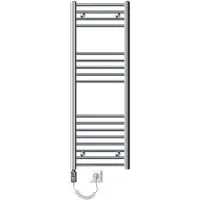 LuxeBath Elektrische badkamerradiator met verwarmingselement 1200W 400x1200 mm chroom recht met zijaansluiting