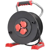 Bachmann professionele haspel, 3x CEE7/3, kabeltype H07RN-F, 3G1,5mm², lengte 40,0 meter, aansluiting CEE7/7