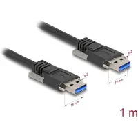 DeLOCK USB 5 Gbps Cable Type-A male to Type-A male with screw distance 19 mm 1 m black