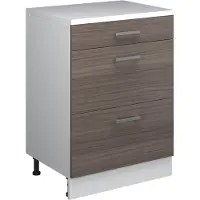 Vicco Keukenkast voor schuine wand R-Line, Edel grijs, 60 cm zonder schuine kant met 3 lades