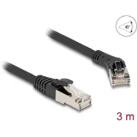 DeLOCK RJ45 netwerkkabel Cat.8.1 S/FTP, met 45 graden naar rechts gebogen stekker aan één kant en rechte stekker aan de andere kant, tot 40 Gbps, 3 meter, zwart