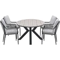 Garden Impressions Stevie tuinset 5-delig taupe - Tulli tuintafel 180x115 cm - light teak vironwood