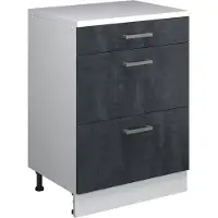 Vicco Keukenkast voor schuine wand R-Line, Zwart beton, 60 cm zonder schuine kant met 3 lades
