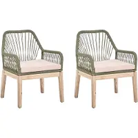 Beliani OLBIA - Tuinstoel set van 2 - Olijfgroen/Beige - Acaciahout