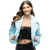 Boland - Jasje Fluffy rave lichtblauw (M/L) - Volwassenen - Niet van toepassing - Festival - Rave - Bontjas - Teddy