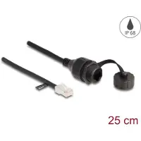 DeLOCK Cable RJ45 male to RJ45 female for built-in with sealing cap Cat.5e FTP IP68 dust and waterproof 25 cm black