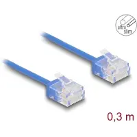 DeLOCK RJ45 Network Cable Cat.6 UTP Ultra Slim 0.3 m blue with short plugs