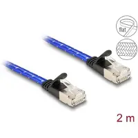 DeLOCK platte netwerkkabel RJ45 met gevlochten mantel, Cat.6A U/FTP, 2 meter, blauw