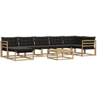 vidaXL Buiten bank set 8 st Wit en zwart Massief Acacia Hout