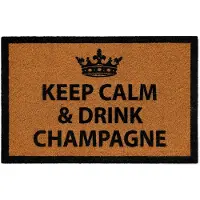 HEM Deurmat Keep Calm & Drink Champagne – Kokosmat 59x39 cm – Antislip PVC Onderzijde – Champagne Design – Entree Mat – Inclusief Microvezeldoekje