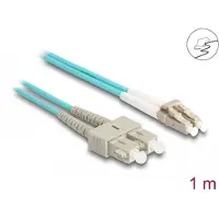 Tragant DELOCK 1 meter glasvezel netwerkkabel voor netwerkapparatuur, switch, mediaconverter - Tweede aansluiting: 1 x SC Duplex - LSZH - Aqua