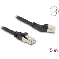 DeLOCK RJ45 netwerkkabel Cat.6A, S/FTP, met 45 graden links gebogen stekker aan één kant en rechte stekker aan de andere kant, 5 meter, zwart