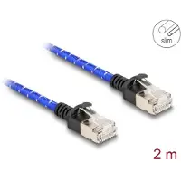 DeLOCK netwerkkabel RJ45 met gevlochten mantel, Cat.6A U/FTP, slank, 2 meter, blauw