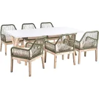 Beliani OLBIA - Tuinset met 6 stoelen - Beige/Olijfgroen - Acaciahout