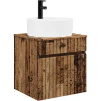 vidaXL Wastafelmeubel met wastafel, bevestigbaar aan de muur, gerecycled hout, 49 x 44,5 x 65 cm