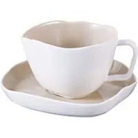 Bricard Bonnes Espressoset - 12-delig - Wit/Taupe - 125ml - Porselein - Kleine Koffiekopjes