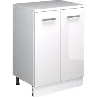Vicco Keukenkast voor schuine wand R-Line, Wit Hoogglans, 60 cm zonder schuine kant met 2 deuren