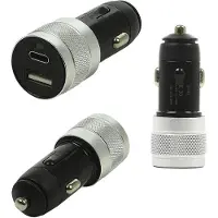 Proplus USB-lader type A + C dubbel, Auto-adapter, Zwart, Zilver